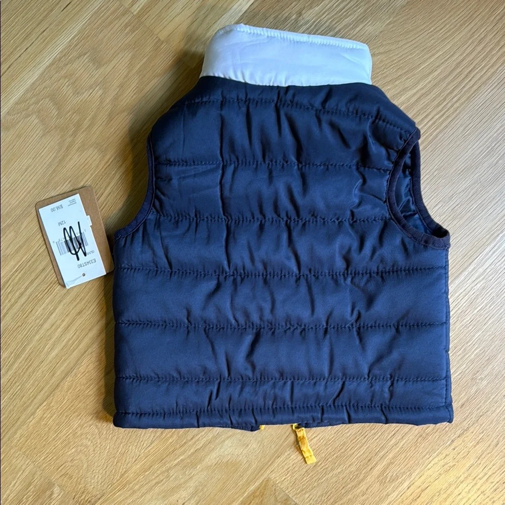 Eddie Bauer Kids Puffer Vest - Navy/White/Olive with Yellow Trim